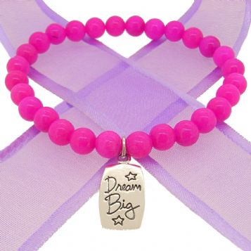 6mm BEADED STERLING SILVER CHARM BRACELET Dream Big- BLET-SS-6mmBead-DreamBig