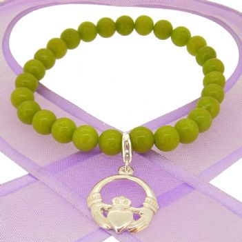 6mm BEADED STERLING SILVER CHARM BRACELET Claddagh - BLET-SS-6mmBead-BLET-SS-6mmBead-HR1511