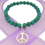 6mm BEADED STERLING SILVER CHARM BRACELET Peace -BLET-SS-6mmBead-HR1633