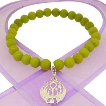 6mm BEADED STERLING SILVER CHARM BRACELET Egyptian Ankh of Life -BLET-SS-6mmBead-HR1858