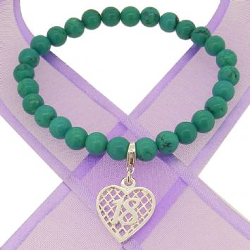 6mm BEADED STERLING SILVER CHARM BRACELET 18th Birthday Heart -BLET-SS-6mmBead-HR2381