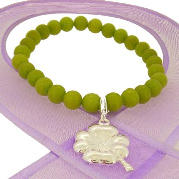 6mm BEADED STERLING SILVER CHARM BRACELET Clover - BLET-SS-6mmBead-BLET-SS-6mmBead-HR2716