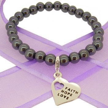 6mm BEADED STERLING SILVER CHARM BRACELET Faith Hope Love Heart - BLET-SS-6mmBead-BLET-SS-6mmBead-KB11