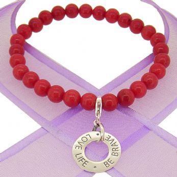 6mm BEADED STERLING SILVER CHARM BRACELET Love Life Be Brave - BLET-SS-6mmBead-LoveLifeBeBrave