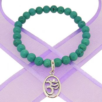 6mm BEADED STERLING SILVER CHARM BRACELET Om -BLET-SS-6mmBead-Om