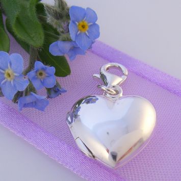 STERLING SILVER 14mm LOVE HEART PHOTO LOCKET CLIP ON CHARM -925-54-706-7719