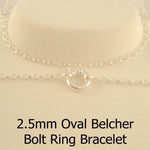 STERLING SILVER 2.5mm OVAL BELCHER BOLT RING BRACELET -BLET-2.5mm-SS-BO1