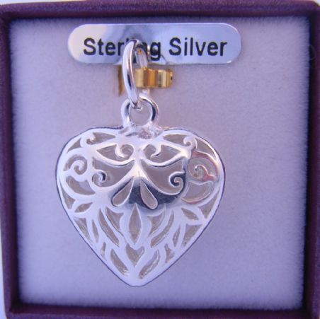 STERLING SILVER 20MM FILIGREE HEART PENDANT