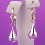STERLING SILVER 8mm X 18mm TEARDROP BALL CHARM BEAD SAFETY LEVERBACK HOOK EARRINGS