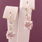 STERLING SILVER 8mm CZ CUBIC ZIRCONIA MANMADE DIAMOND DROP CONTINENTAL HOOK EARRINGS