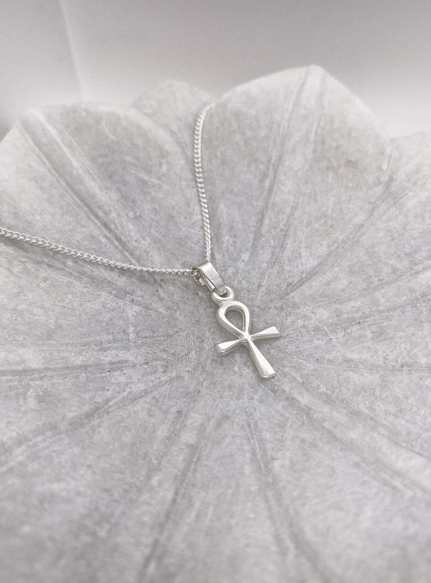 Sterling Silver Egyptian Ankh Necklace & Earrings