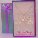 STERLING SILVER MATCHING DRAGONFLY CHARM NECKLACE & EARRINGS GORGEOUS SHIMMERING GIFT BOX
