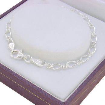 STERLING SILVER FIGARO CURB BRACELET