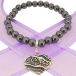 6mm BEADED STERLING SILVER CHARM BRACELET Footsteps in the sand -BLET-SS-6mmBead-KB101