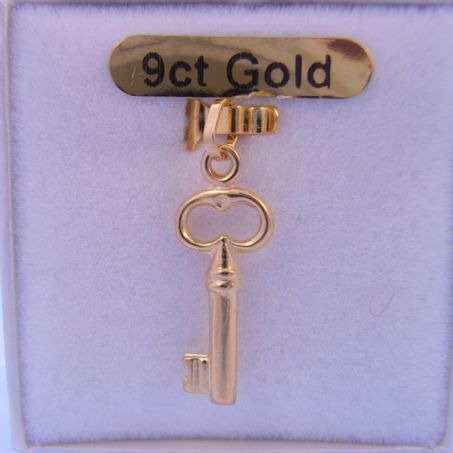 9CT GOLD 8mm x 20mm KEY CHARM PENDANT 21st BIRTHDAY KEY