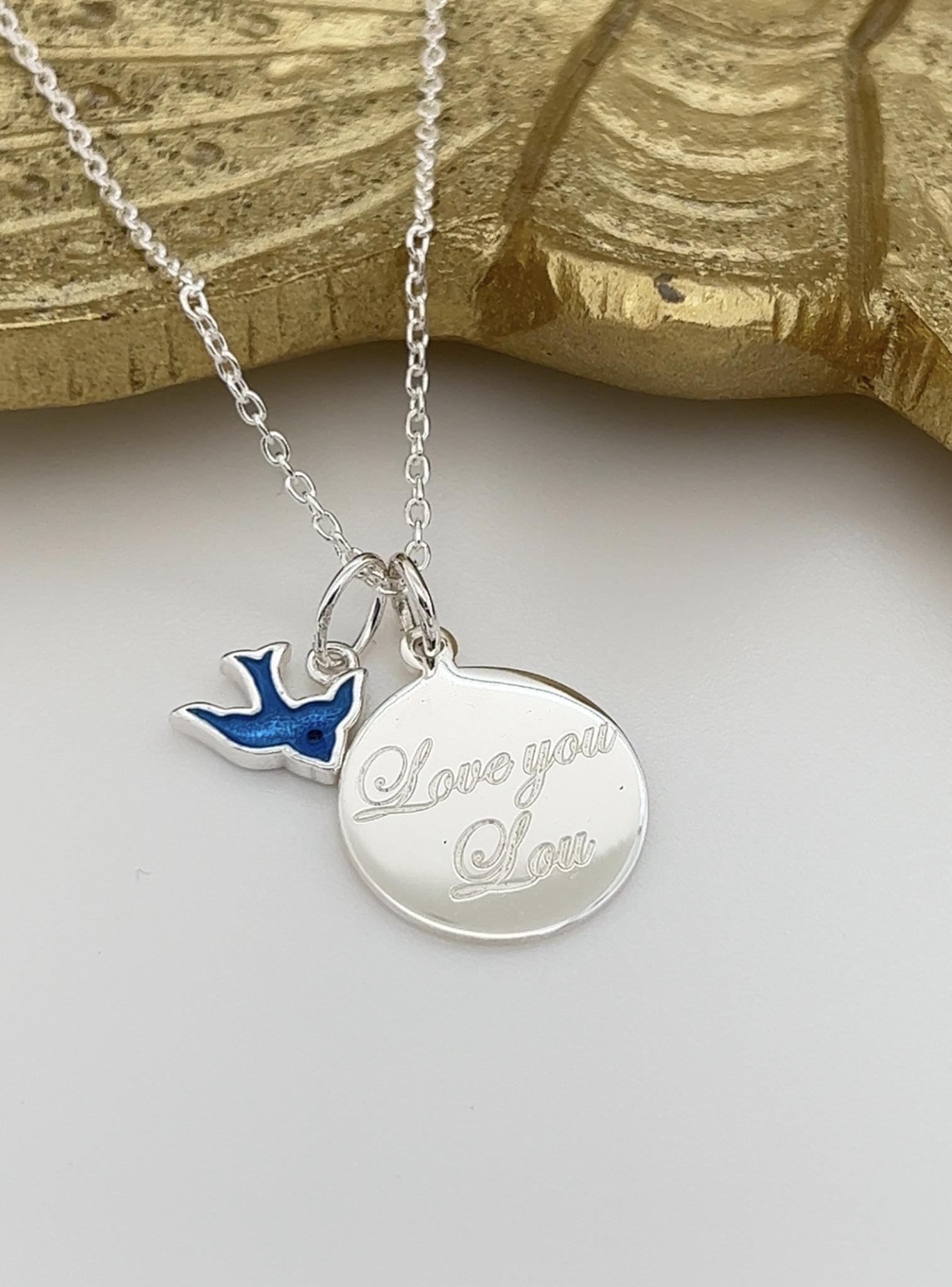 Sterling Silver 16mm Personalised Circle Pendant