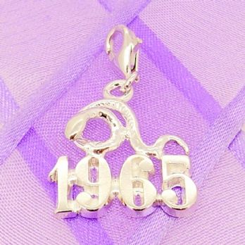 STERLING SILVER YEAR OF THE SNAKE 1965 CLIP ON CHARM PENDANT - KBSN1965-2-PCT-SS