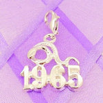 STERLING SILVER YEAR OF THE SNAKE 1965 CLIP ON CHARM PENDANT - KBSN1965-2-PCT-SS