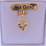 9CT YELLOW GOLD 8.5mm PADLOCK DESIGN CHARM PENDANT