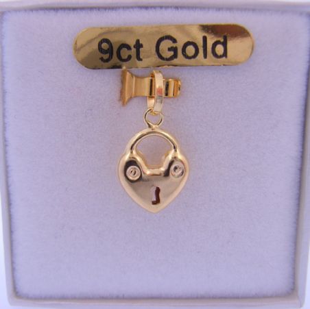 9CT YELLOW GOLD 8.5mm PADLOCK DESIGN CHARM PENDANT