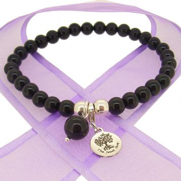 TEENAGER ADULT 6mm BEADED STERLING SILVER CHARM BRACELET BLACK ONYX -BLET-6mmBead-BlackOnyx
