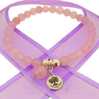 TEENAGER ADULT 6mm BEADED STERLING SILVER CHARM BRACELET ROSE QUARTZ -BLET-6mmBead-RoseQuatz