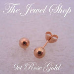 9CT ROSE GOLD 4mm BALL STUD EARRINGS