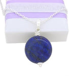 STERLING SILVER 18mm CABOCHON LAPIS LAZULI CABLE NECKLACE