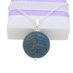 STERLING SILVER 18mm CABOCHON SKY JASPER CABLE NECKLACE