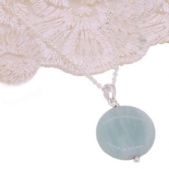 STERLING SILVER CABOCHON AMAZONITE CABLE NECKLACE