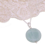 STERLING SILVER CABOCHON AMAZONITE CABLE NECKLACE