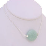 STERLING SILVER BEADED CABOCHON AMAZONITE CABLE NECKLACE