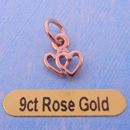 9CT ROSE GOLD SMALL TWIN HEARTS CHARM