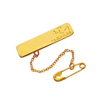 HARD GOLD PLATED STERLING SILVER BABY BOY TRAIN IDENTITY BABY BROOCH