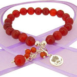 TEENAGER ADULT 8mm BEADED STERLING SILVER CHARM BRACELET CARNELIAN -BLET-8mmBead-BallDrops-Carnelian