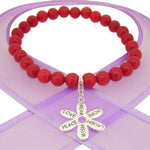 6mm BEADED STERLING SILVER CHARM BRACELET Affirmation Flower -BLET-SS-6mmBead-JCV423