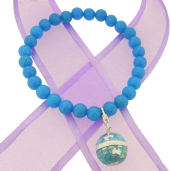 6mm BEADED STERLING SILVER CHARM BRACELET To the World - BLET-SS-6mmBead-world globe