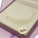 PERSONALISED STERLING SILVER 12mm COIN CHARM CURB BRACELET
