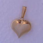 9CT YELLOW GOLD 14mm PUFFED LOVE HEART PENDANT CHARM