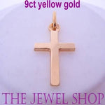 9CT YELLOW GOLD FLAT CROSS 12mm X 21mm PENDANT CHARM
