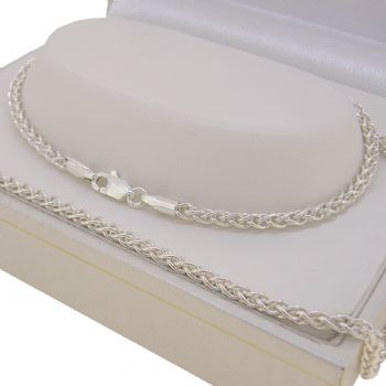 UNISEX STERLING SILVER 2.5mm WHEAT CHAIN NECKLACE All Sizes