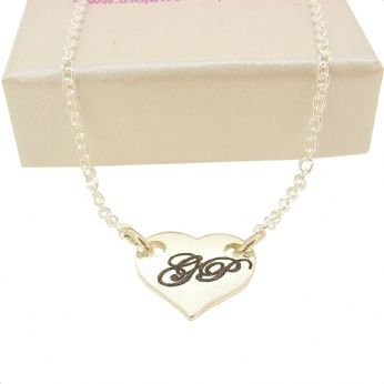 STERLING SILVER 12mm PERSONALISED HEART NECKLACE