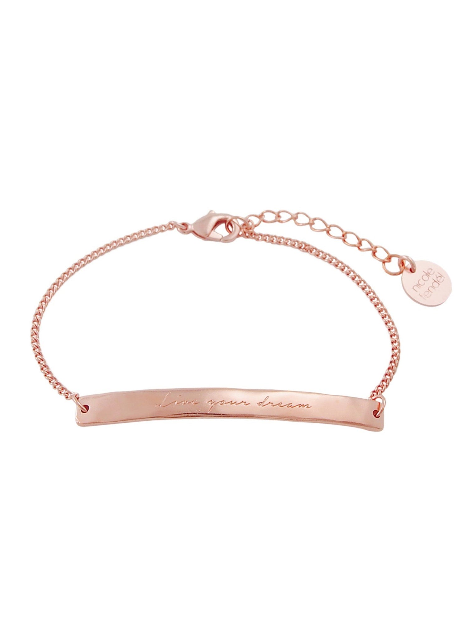 Nicole Fendel Rose Gold Willow Organic Live Your Dream Bar Bracelet