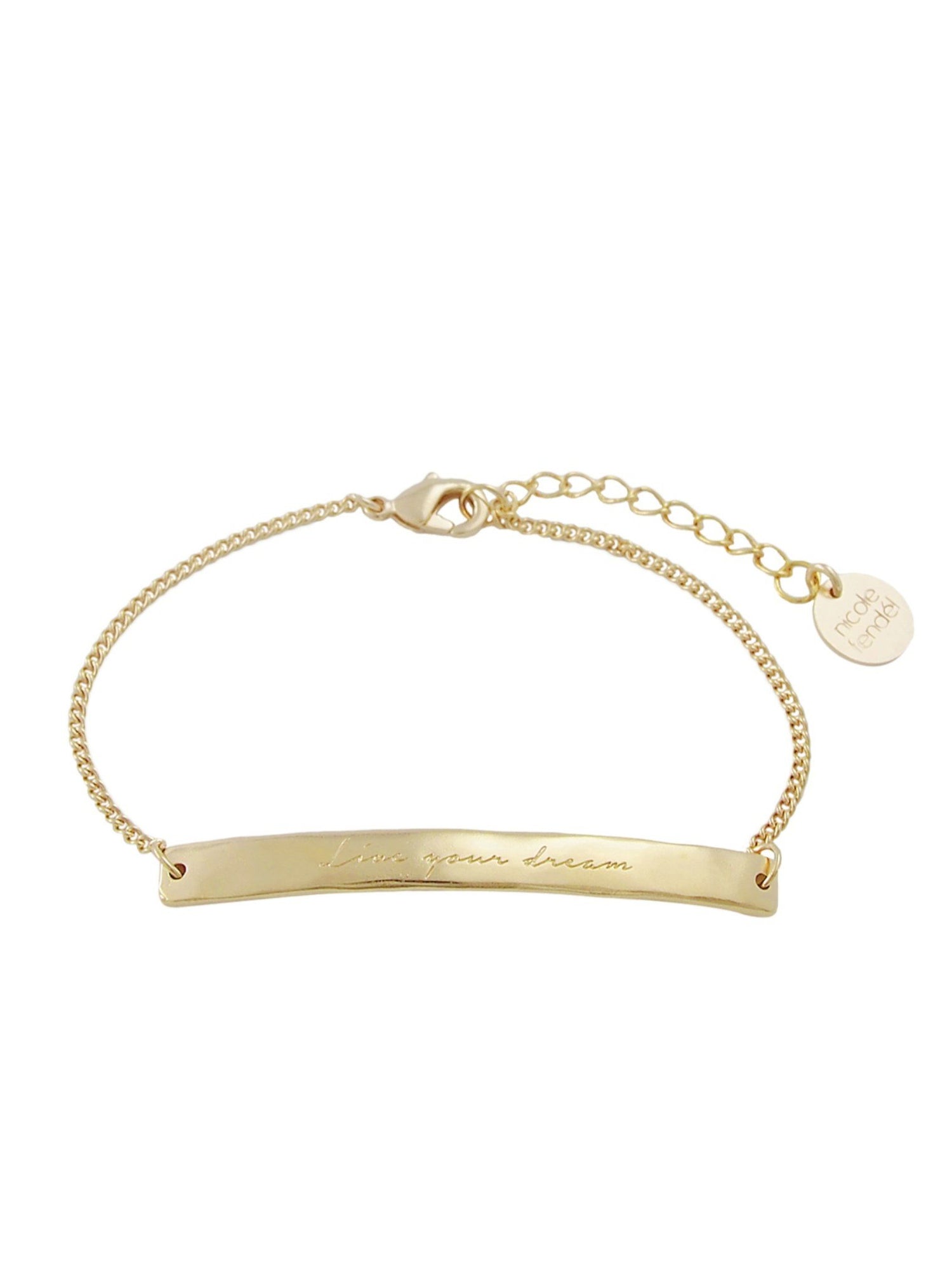 Nicole Fendel Soft Gold Willow Organic Live Your Dream Bar Bracelet