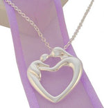 STERLING SILVER 23mm MOTHER AND BABY PENDANT NECKLACE