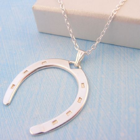 STERLING SILVER LARGE 25mm HORSESHOE NECKLACE CHARM PENDANT
