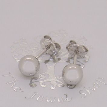 9CT WHITE GOLD 5mm BALL STUD DESIGN EARRINGS