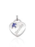 Sterling Silver 18mm Heart Bluebird Charm Pendant