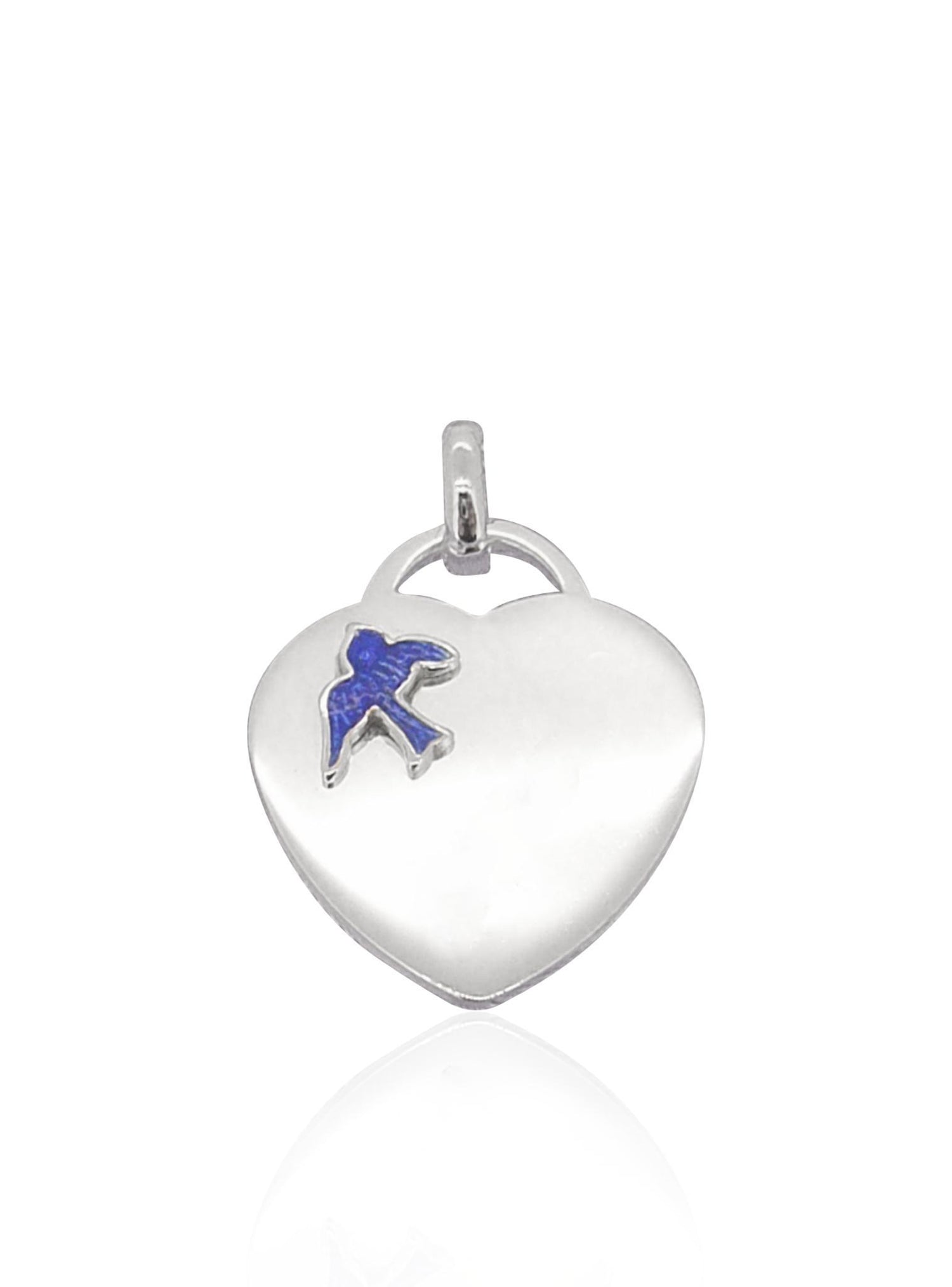 Sterling Silver 18mm Heart Bluebird Charm Pendant