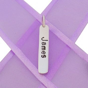 STERLING SILVER MENS and UNISEX SMALL 5mm x 30mm LOVE DROP TAG PERSONALISED NAME DESIGN -DT-5mm x 30mm